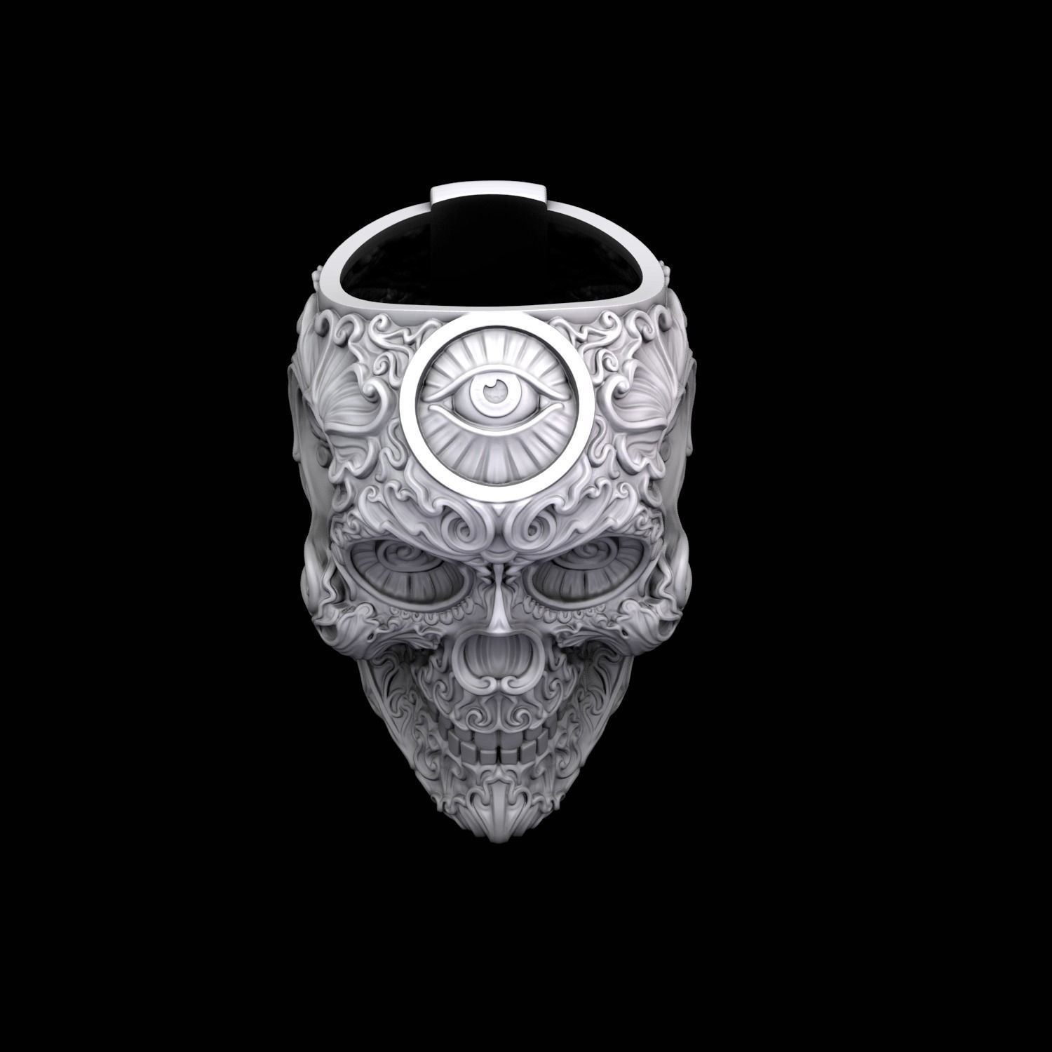 RIng Skull in Modern Style 3D print model_6