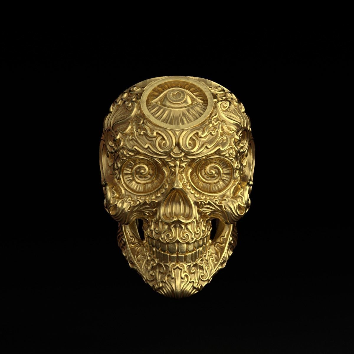 RIng Skull in Modern Style 3D print model_8