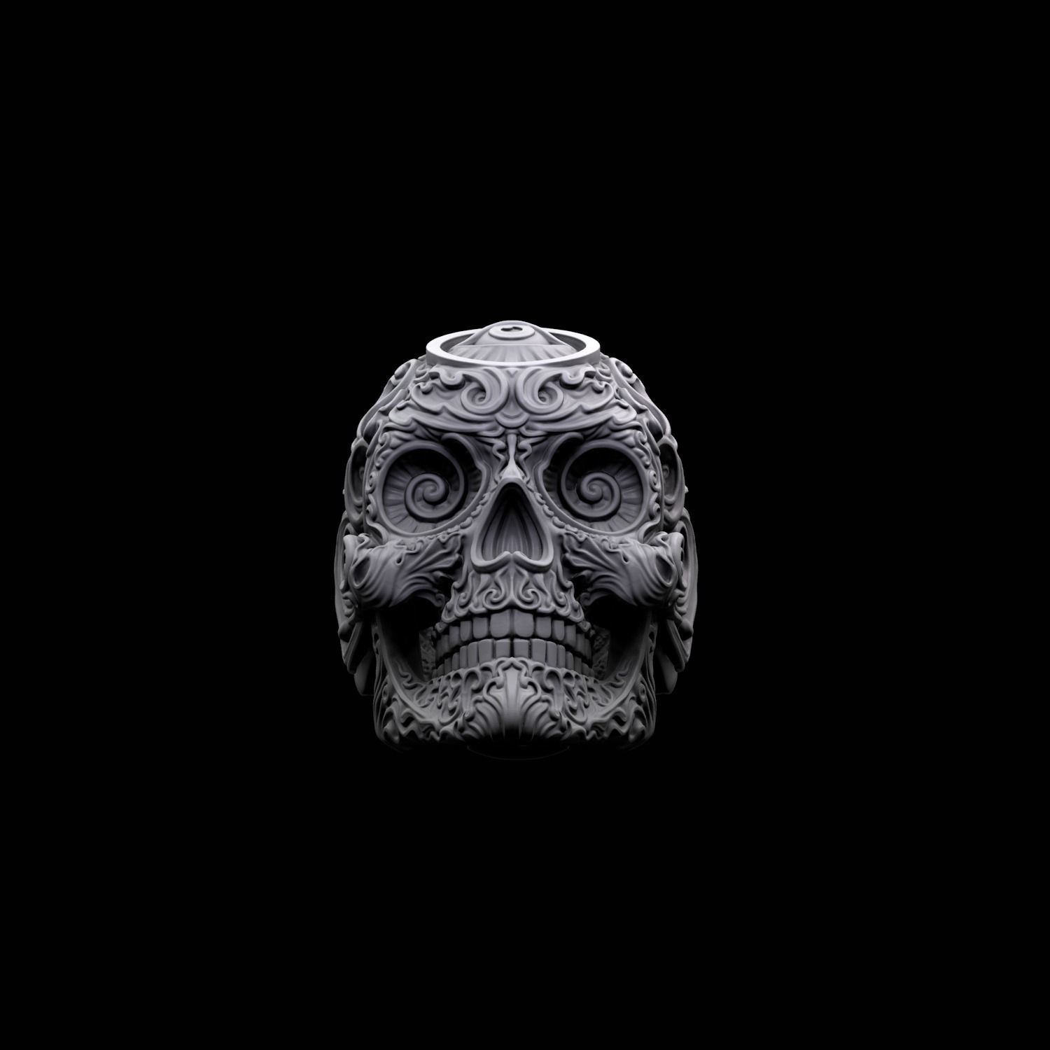 RIng Skull in Modern Style 3D print model_3