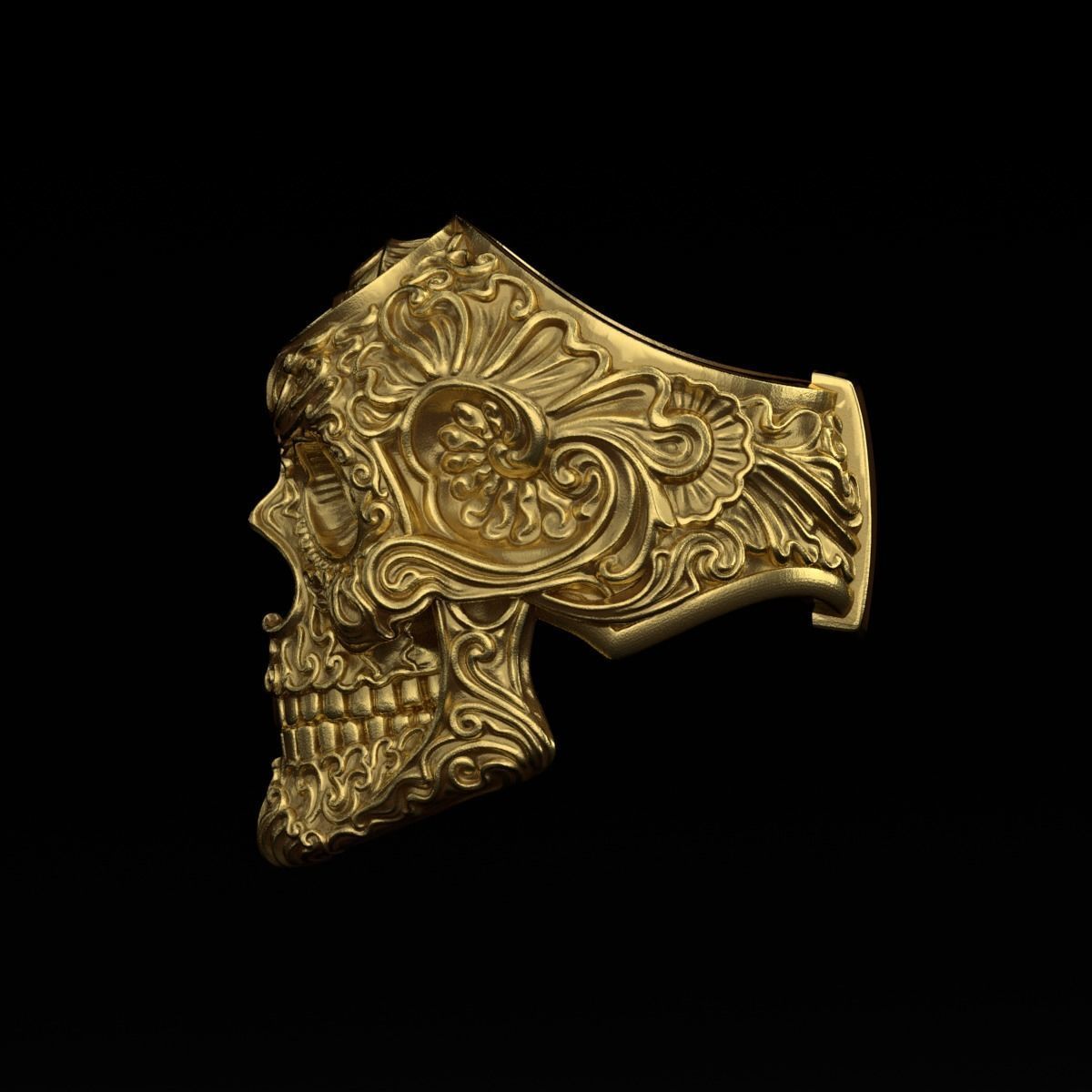 RIng Skull in Modern Style 3D print model_10