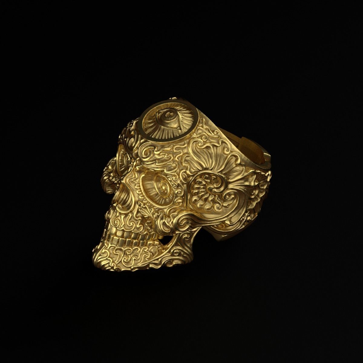 RIng Skull in Modern Style 3D print model_9