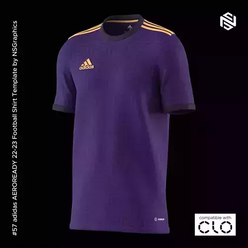 adidas 22-23 Football Shirt for CLO3D-Marvelous Designer 3D model