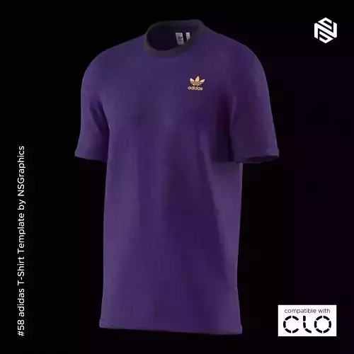 adidas T-Shirt for CLO3D-Marvelous Designer 3D model