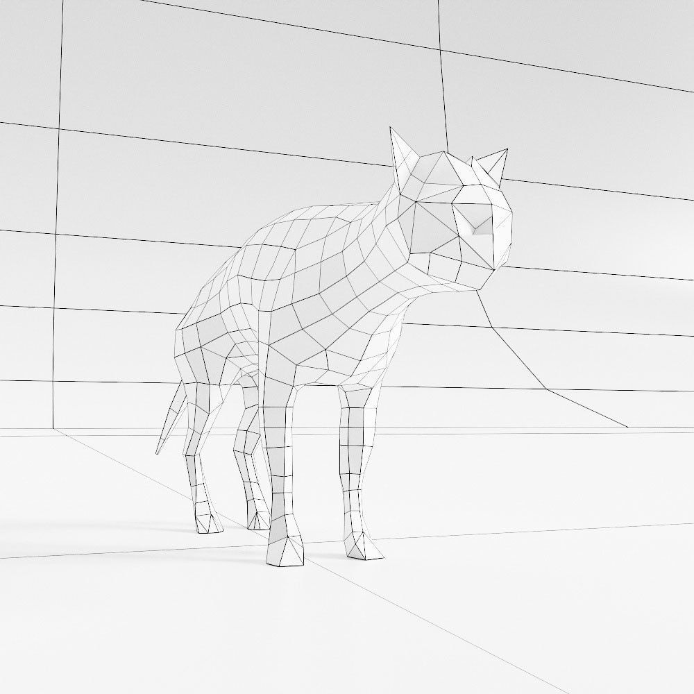 Cat low poly 3d model polygonal hyena Low-poly 3D model_5