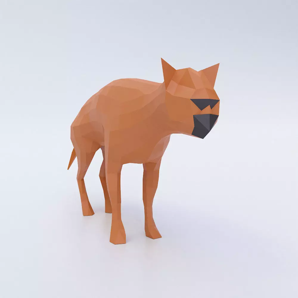Cat low poly 3d model polygonal hyena Low-poly 3D model_0