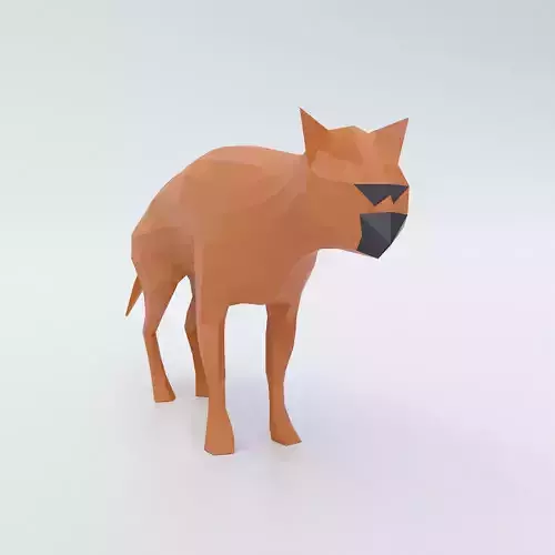 Cat low poly 3d model polygonal hyena