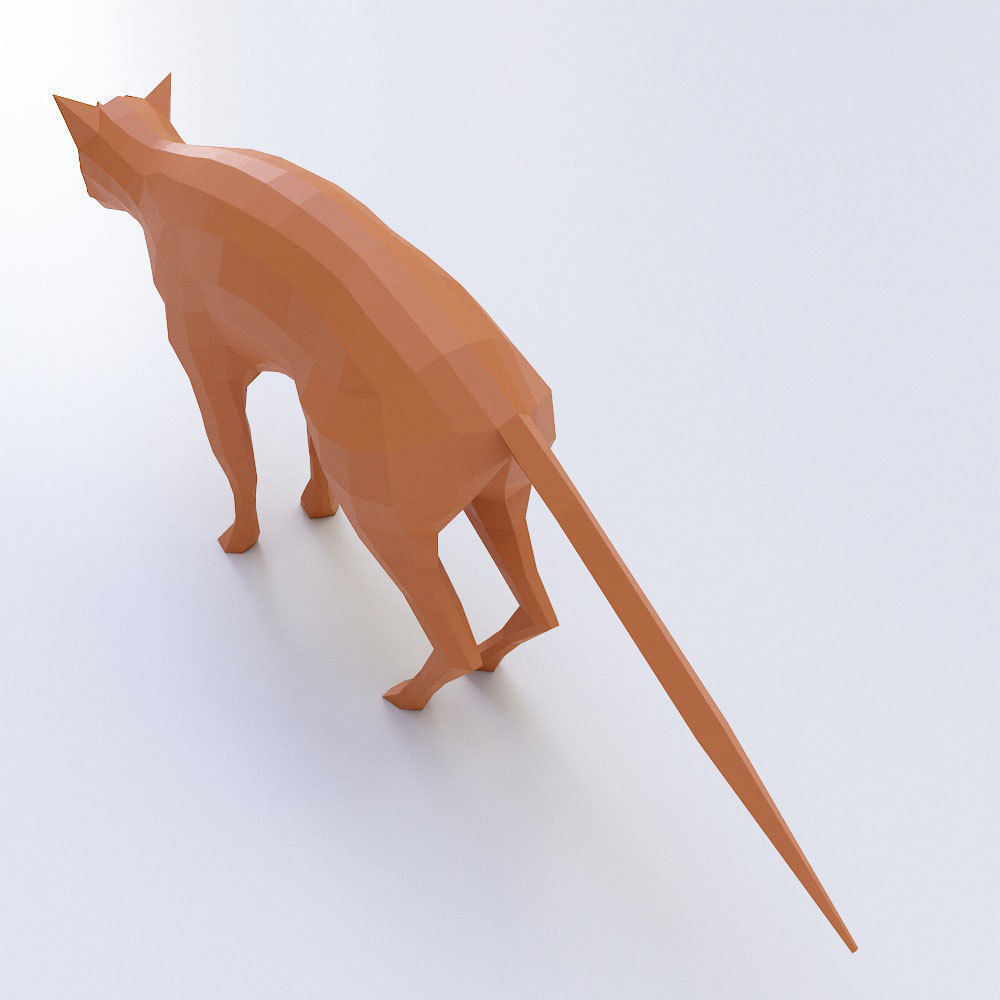 Cat low poly 3d model polygonal hyena Low-poly 3D model_2