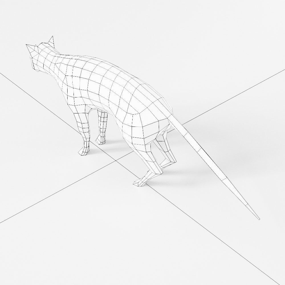 Cat low poly 3d model polygonal hyena Low-poly 3D model_4