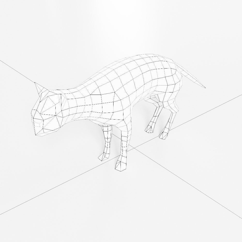 Cat low poly 3d model polygonal hyena Low-poly 3D model_3