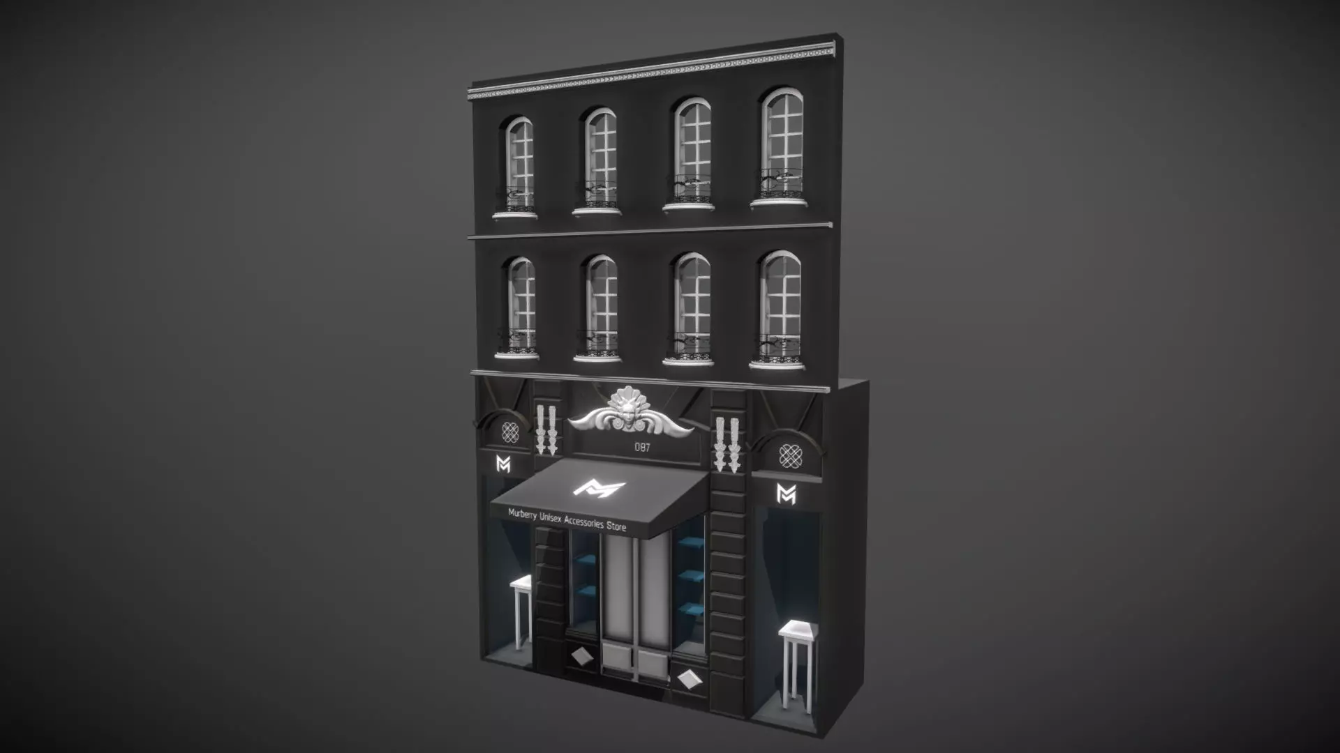 Store Front - Architecture - Low Poly - Game Ready - Work Sample Low-poly 3D model