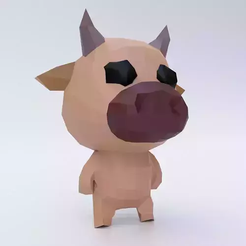 Cow cartoon style 3d model 