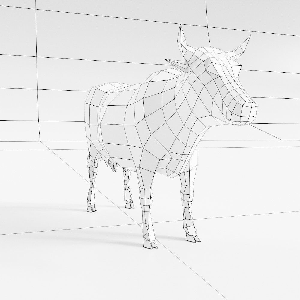 Cow animal 3d model  Low-poly 3D model_5