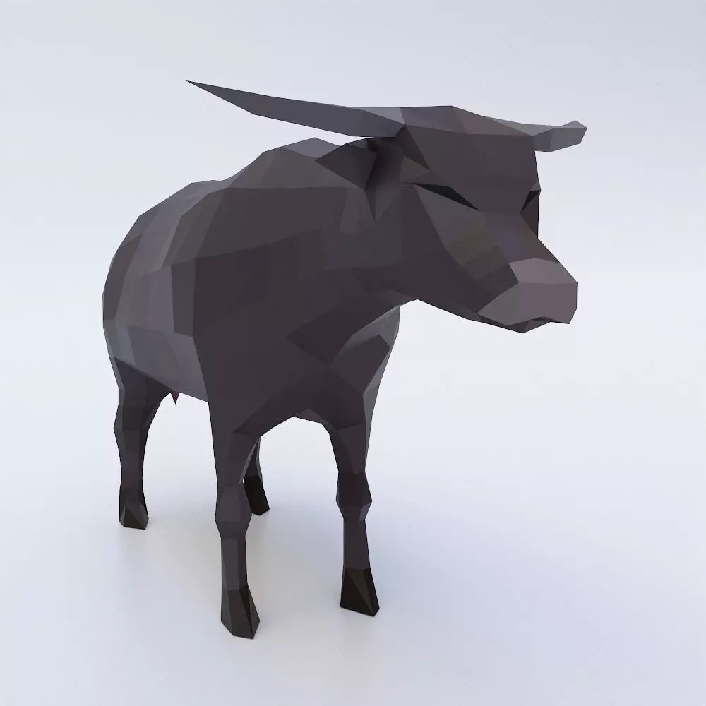 Cow 3d model bull in low polygons Low-poly 3D model_0