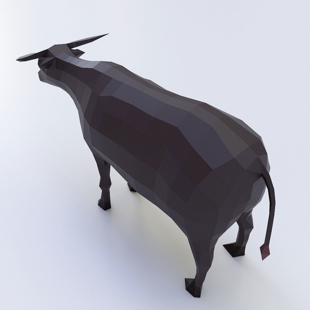 Cow 3d model bull in low polygons Low-poly 3D model_2