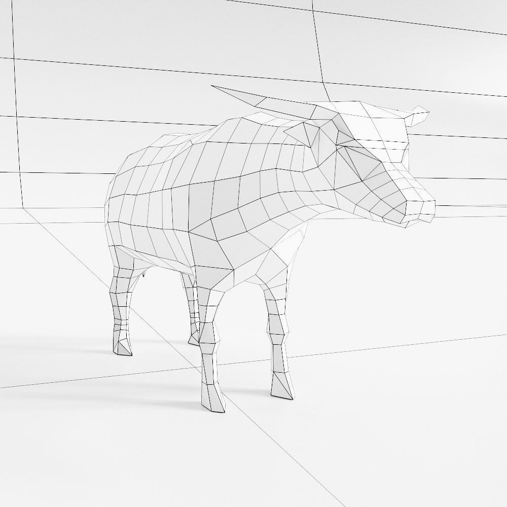 Cow 3d model bull in low polygons Low-poly 3D model_5