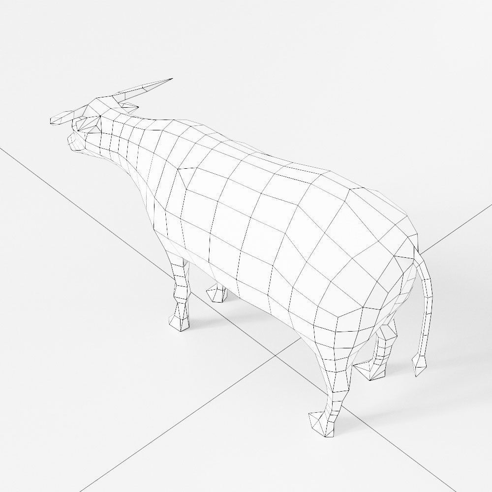 Cow 3d model bull in low polygons Low-poly 3D model_4