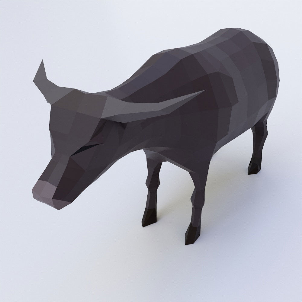 Cow 3d model bull in low polygons Low-poly 3D model_1
