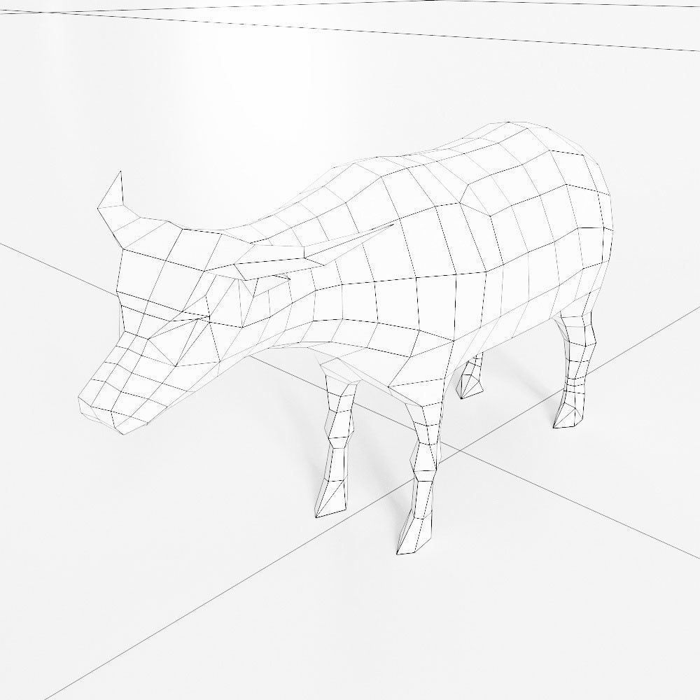 Cow 3d model bull in low polygons Low-poly 3D model_3