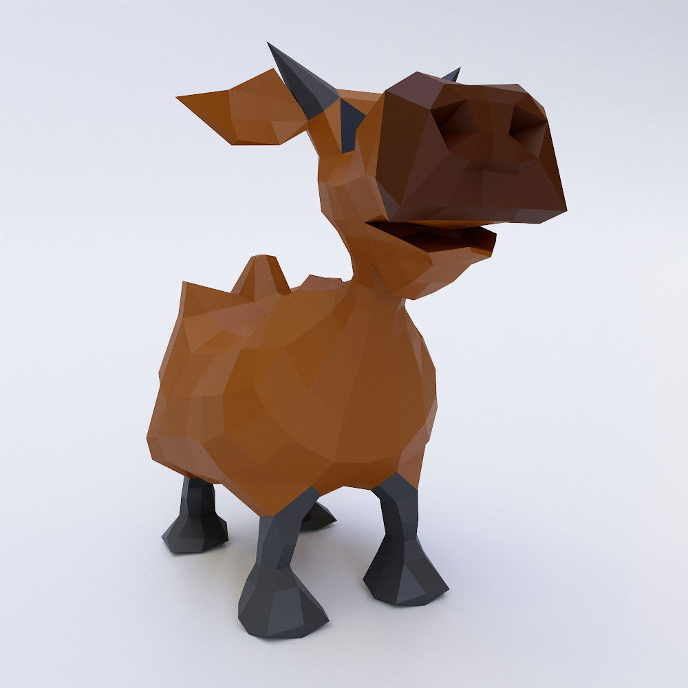 Cow toon 3d model  Low-poly 3D model_2