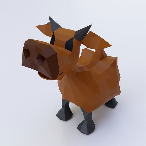 Cow toon 3d model  Low-poly 3D model