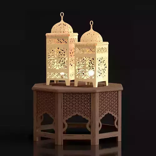 Moroccan table and lantern