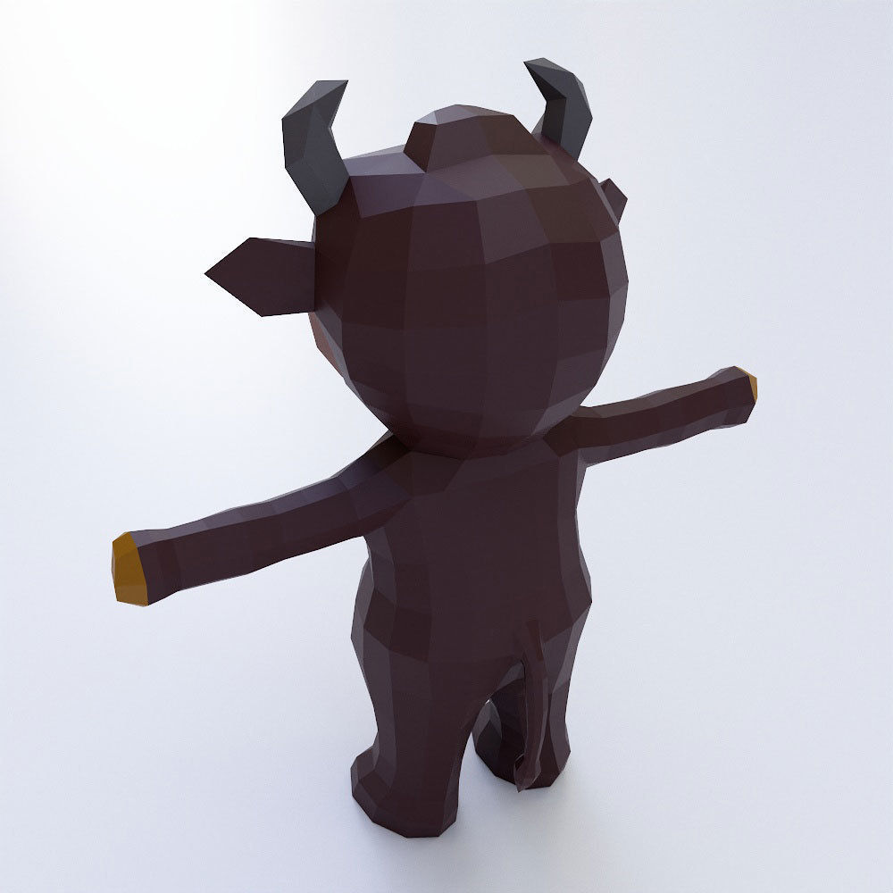 Baby cow cartoon 3d model  Low-poly 3D model_2
