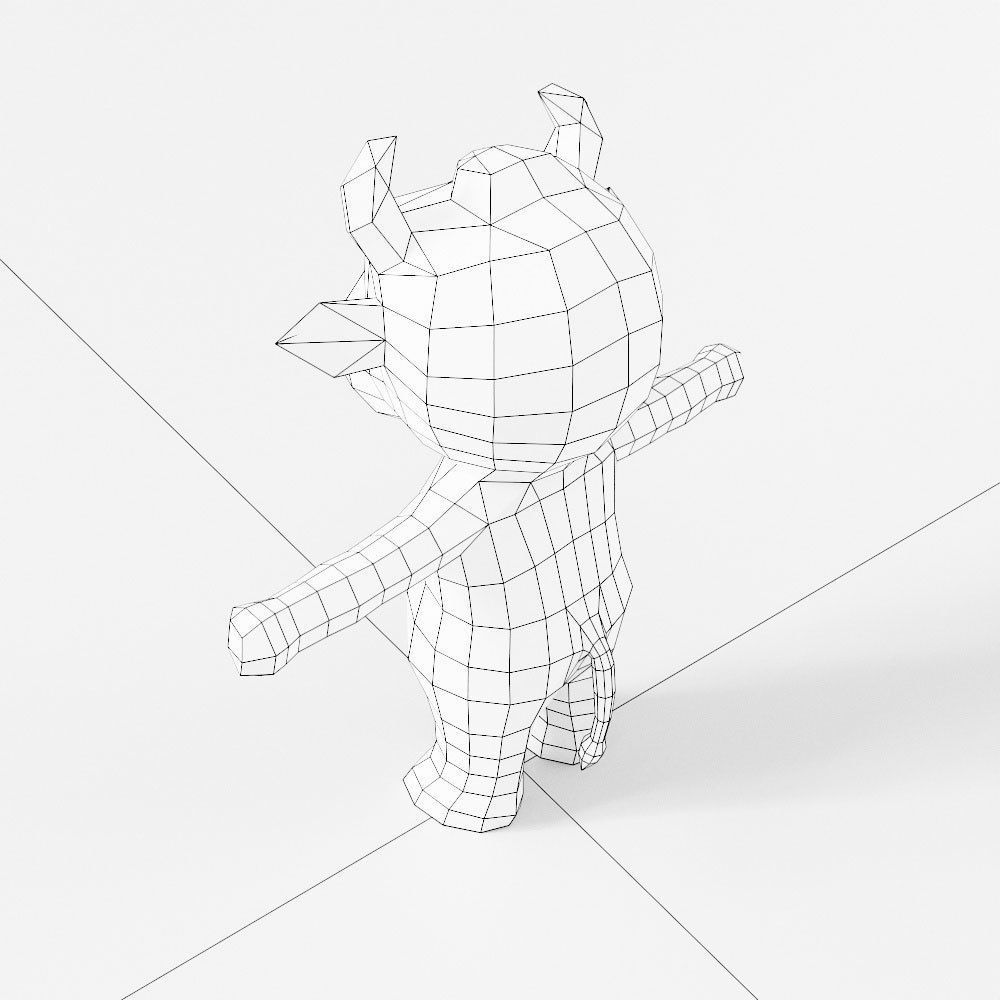 Baby cow cartoon 3d model  Low-poly 3D model_4