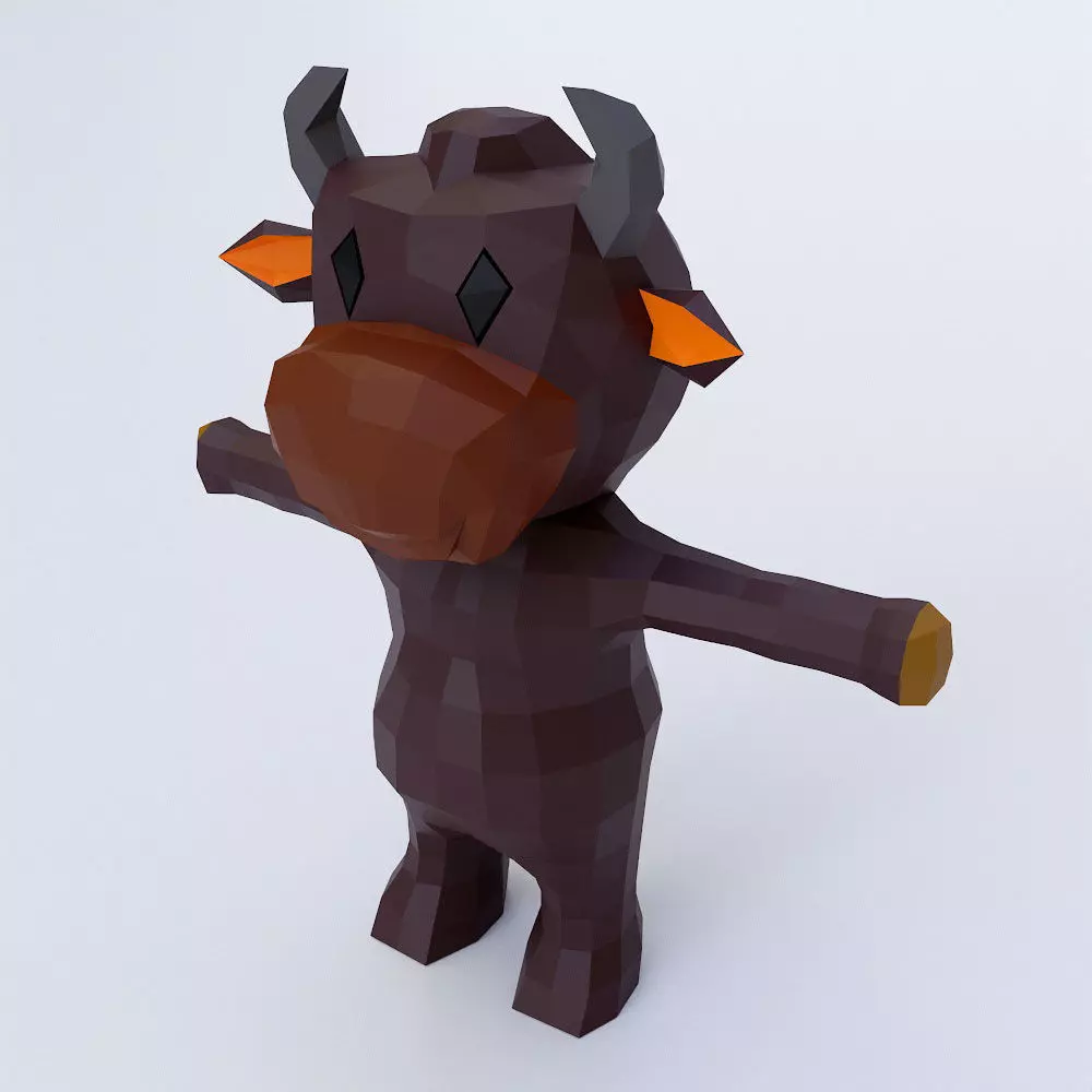 Baby cow cartoon 3d model  Low-poly 3D model_0