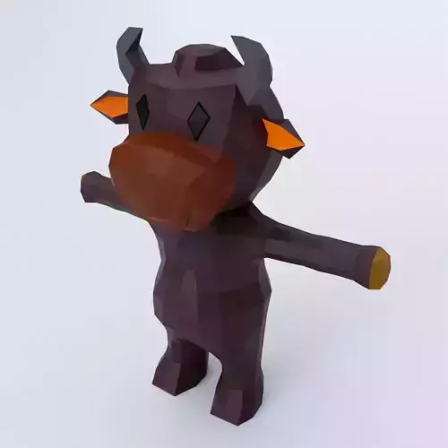 Baby cow cartoon 3d model 