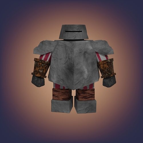 Knight with stone armor hight-poly 3D model