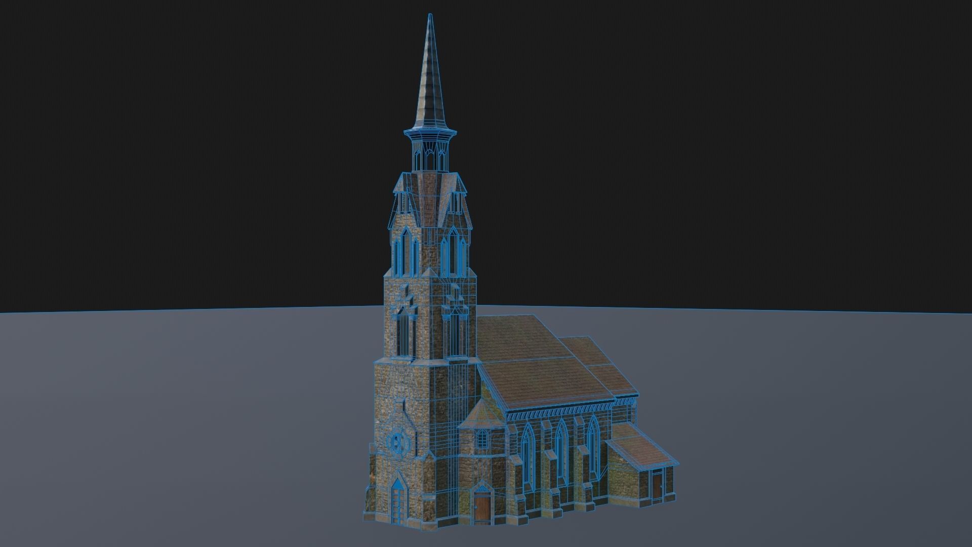 Old medieval church Low-poly 3D model_16