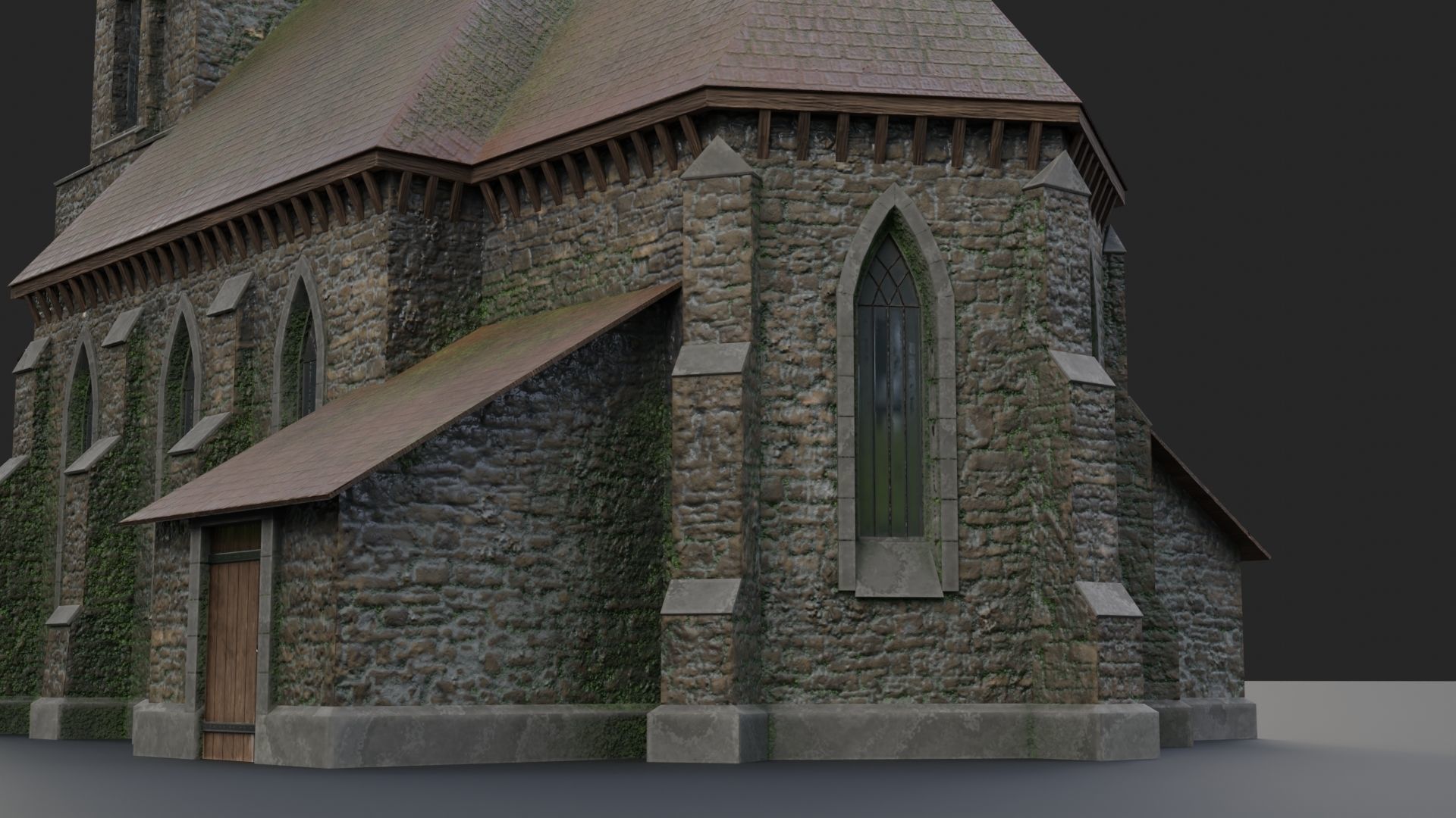 Old medieval church Low-poly 3D model_13