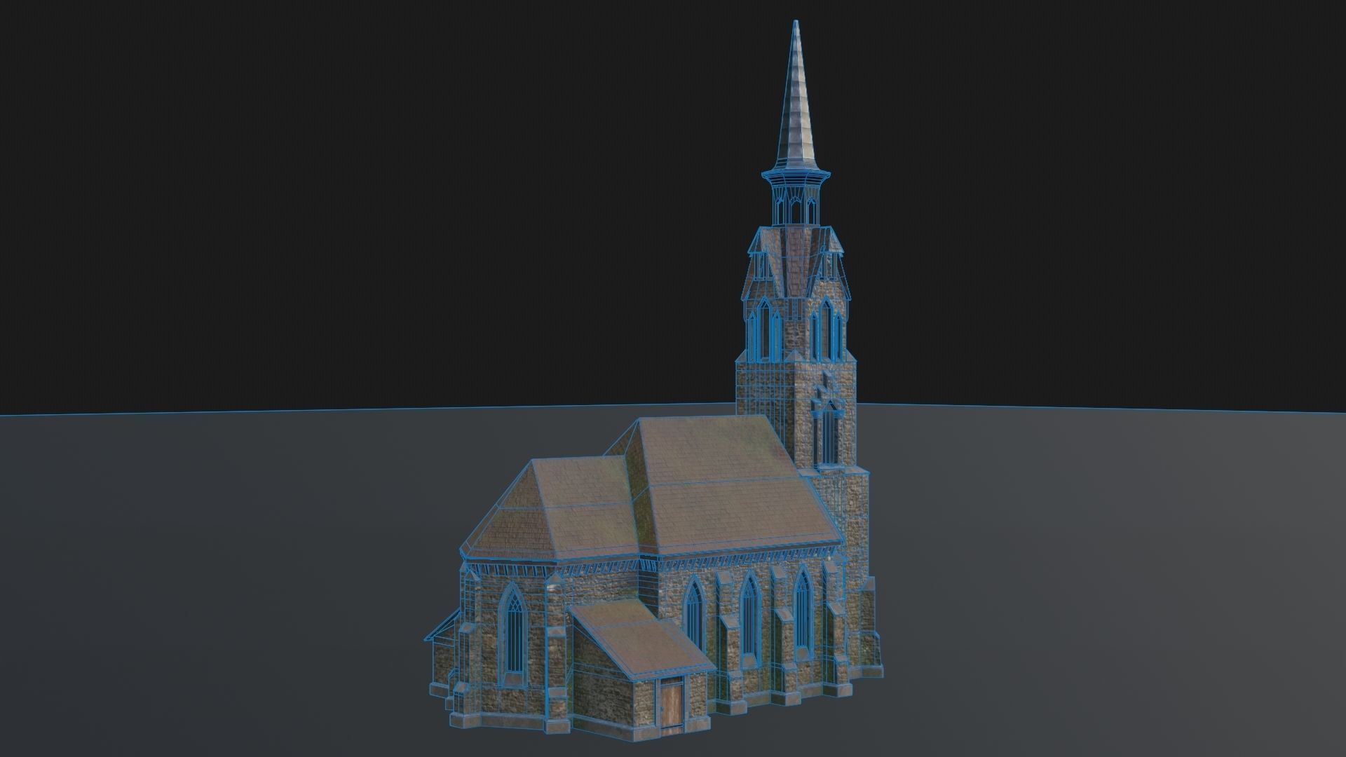 Old medieval church Low-poly 3D model_17