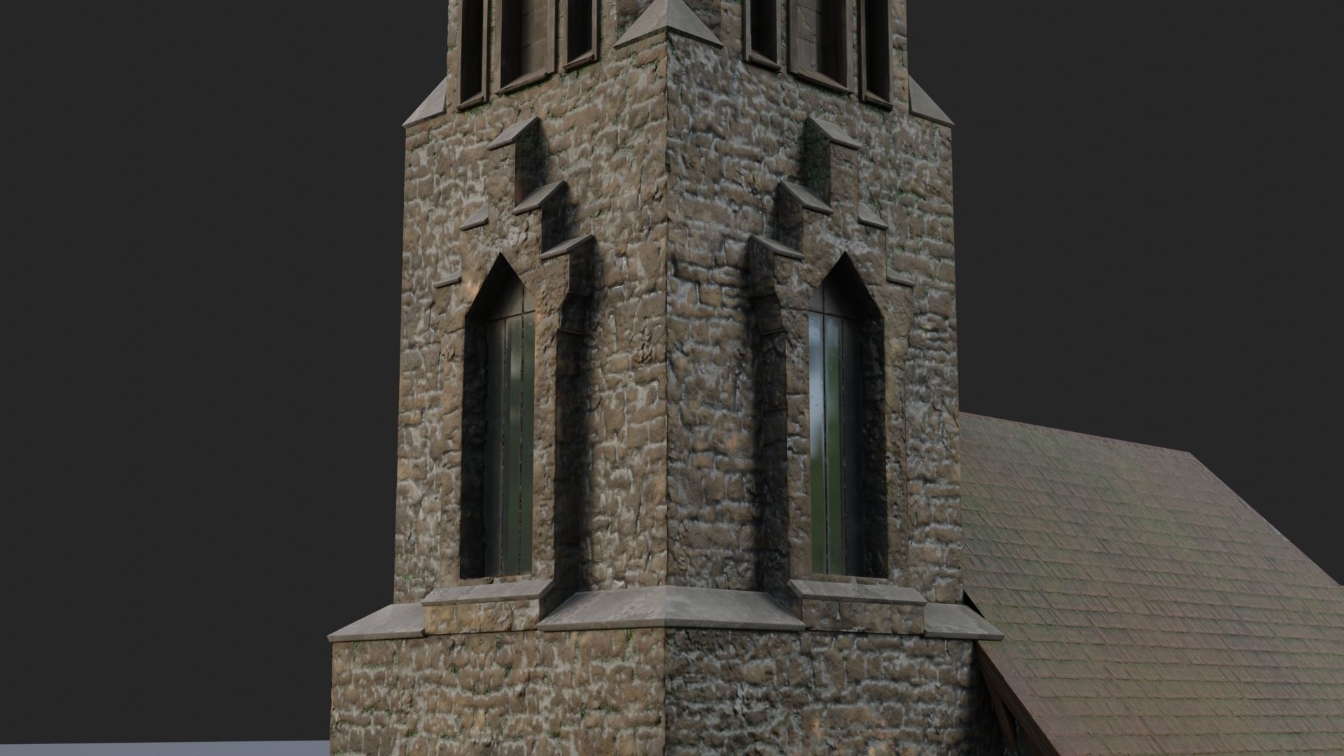 Old medieval church Low-poly 3D model_7