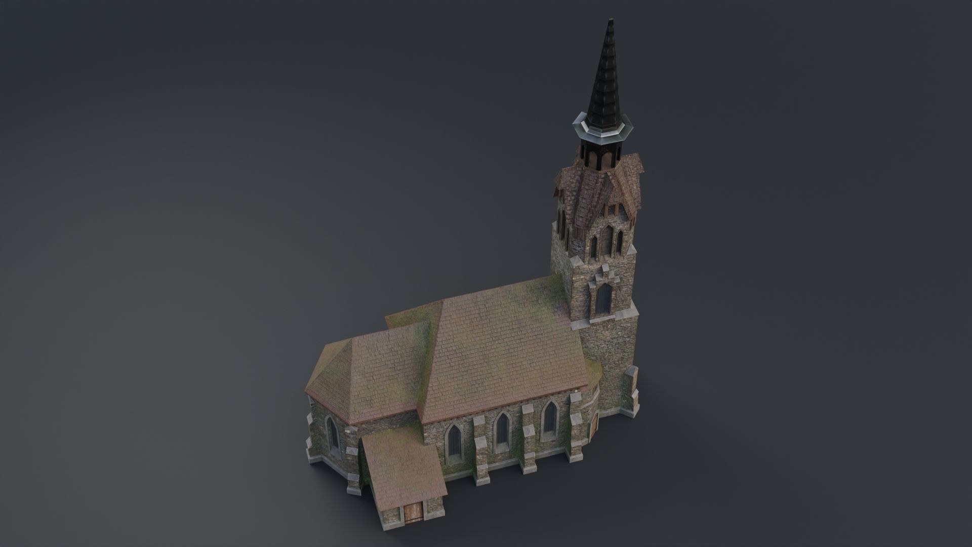 Old medieval church Low-poly 3D model_14