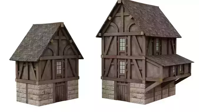 Two low-poly houses Free low-poly 3D model