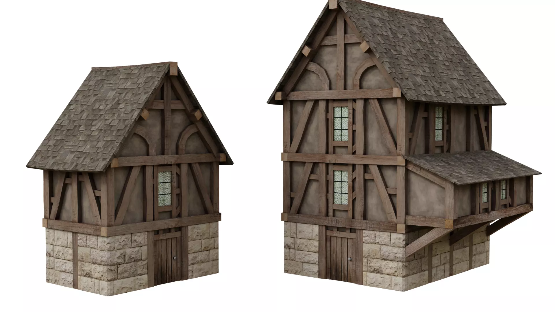 Two low-poly houses Free low-poly 3D model