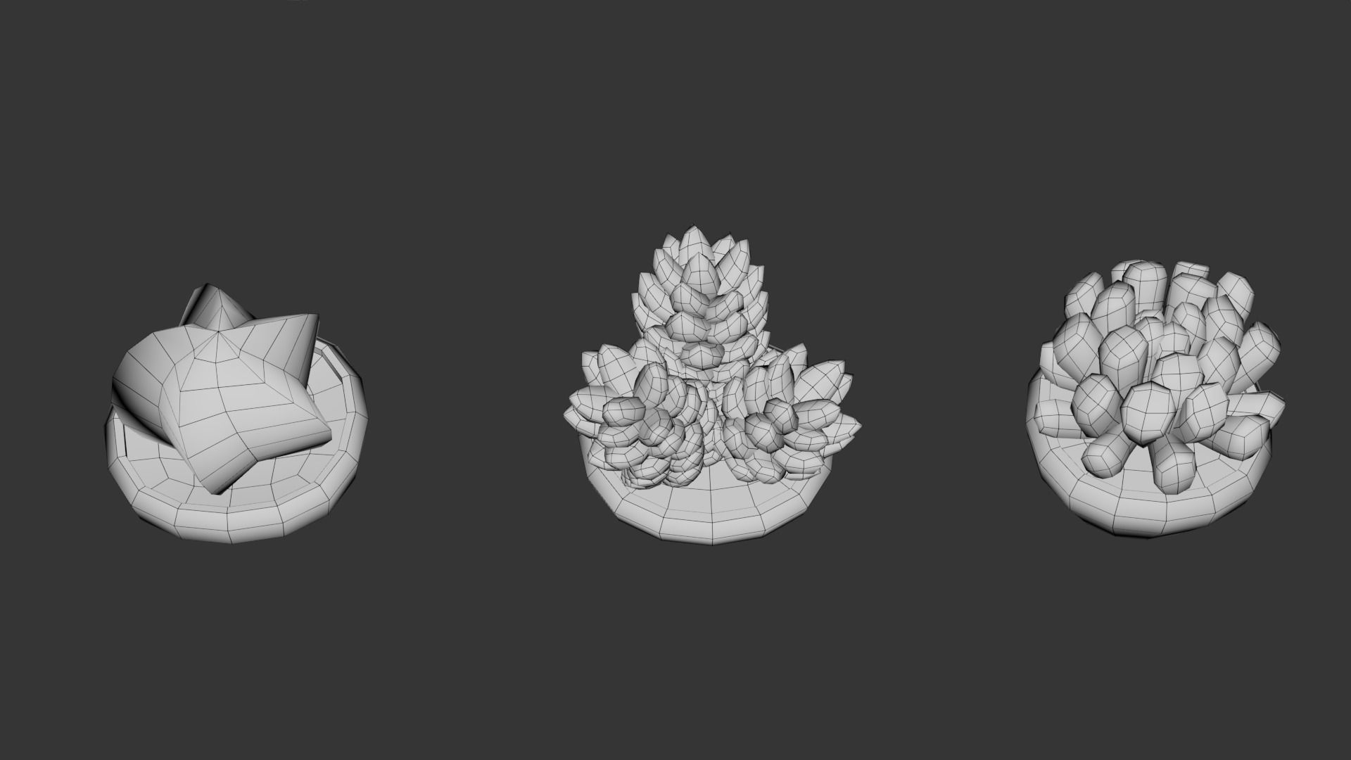 Low Poly Stylized Pot Plants Pack 3D model_15