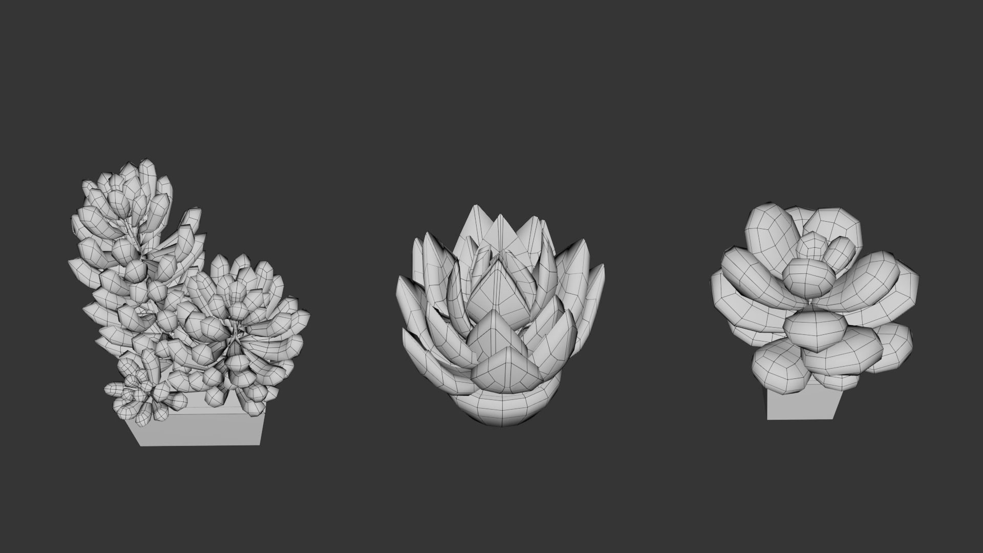 Low Poly Stylized Pot Plants Pack 3D model_12