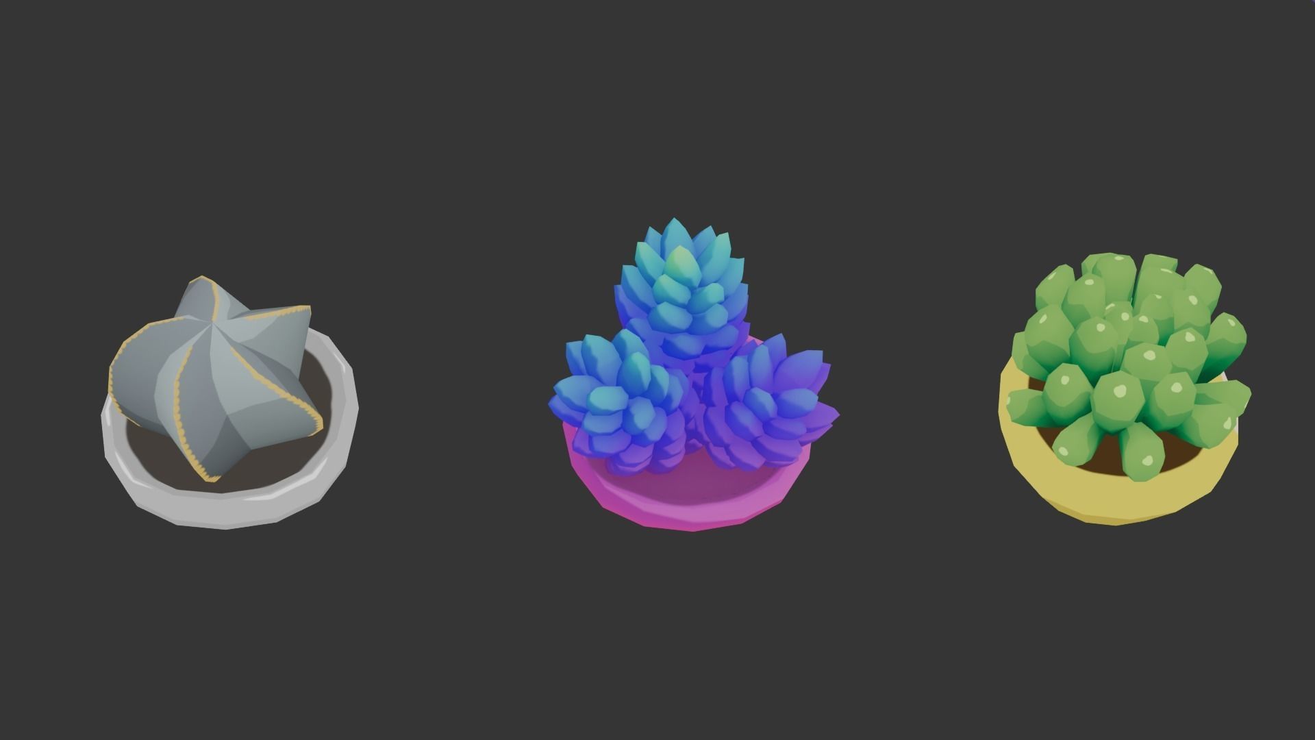 Low Poly Stylized Pot Plants Pack 3D model_6