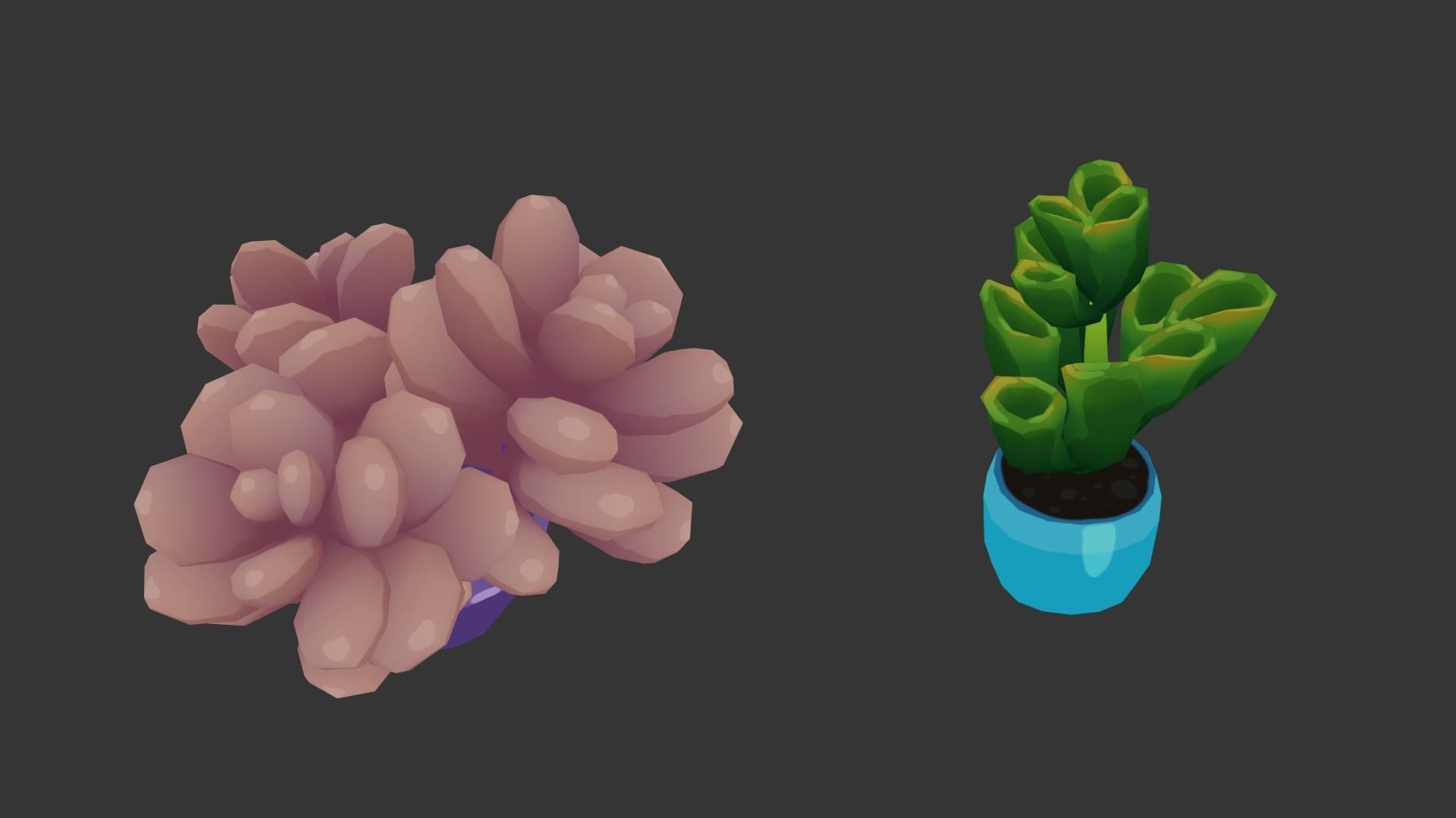 Low Poly Stylized Pot Plants Pack 3D model_7