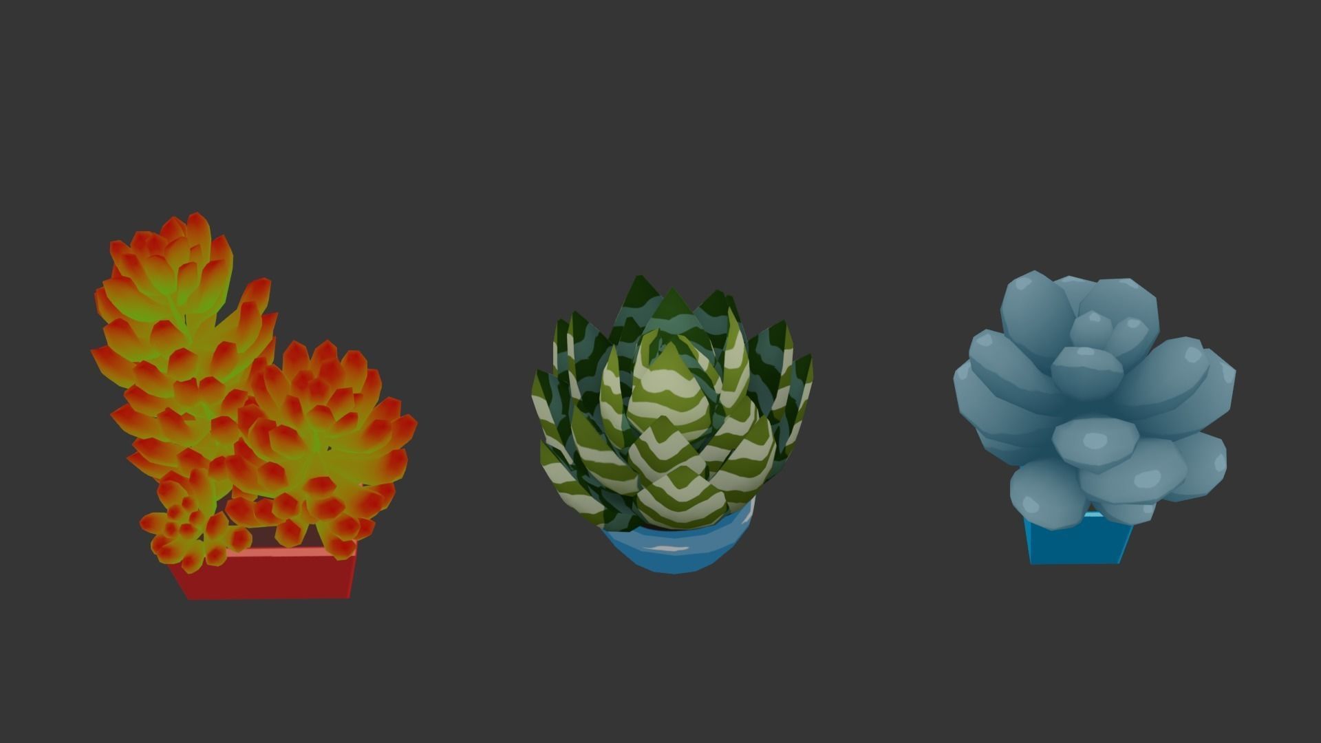Low Poly Stylized Pot Plants Pack 3D model_3