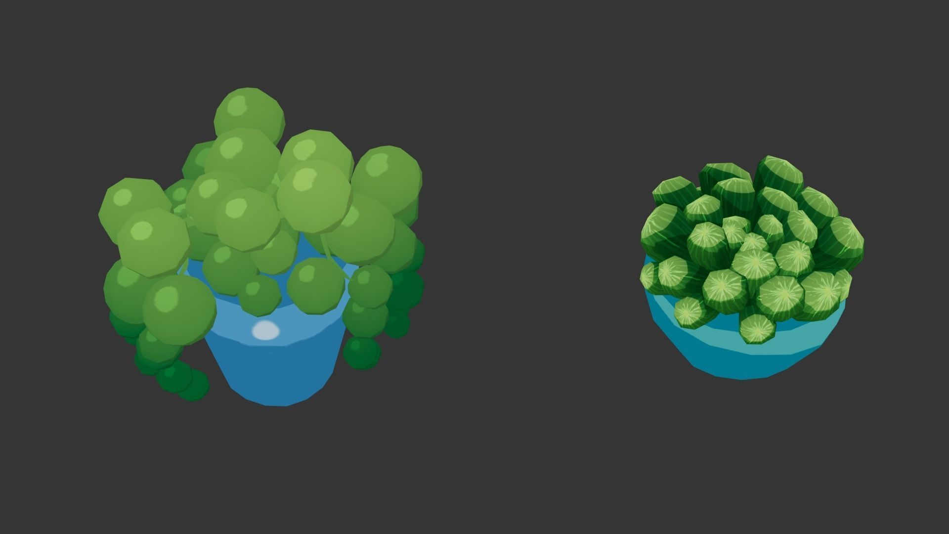 Low Poly Stylized Pot Plants Pack 3D model_8