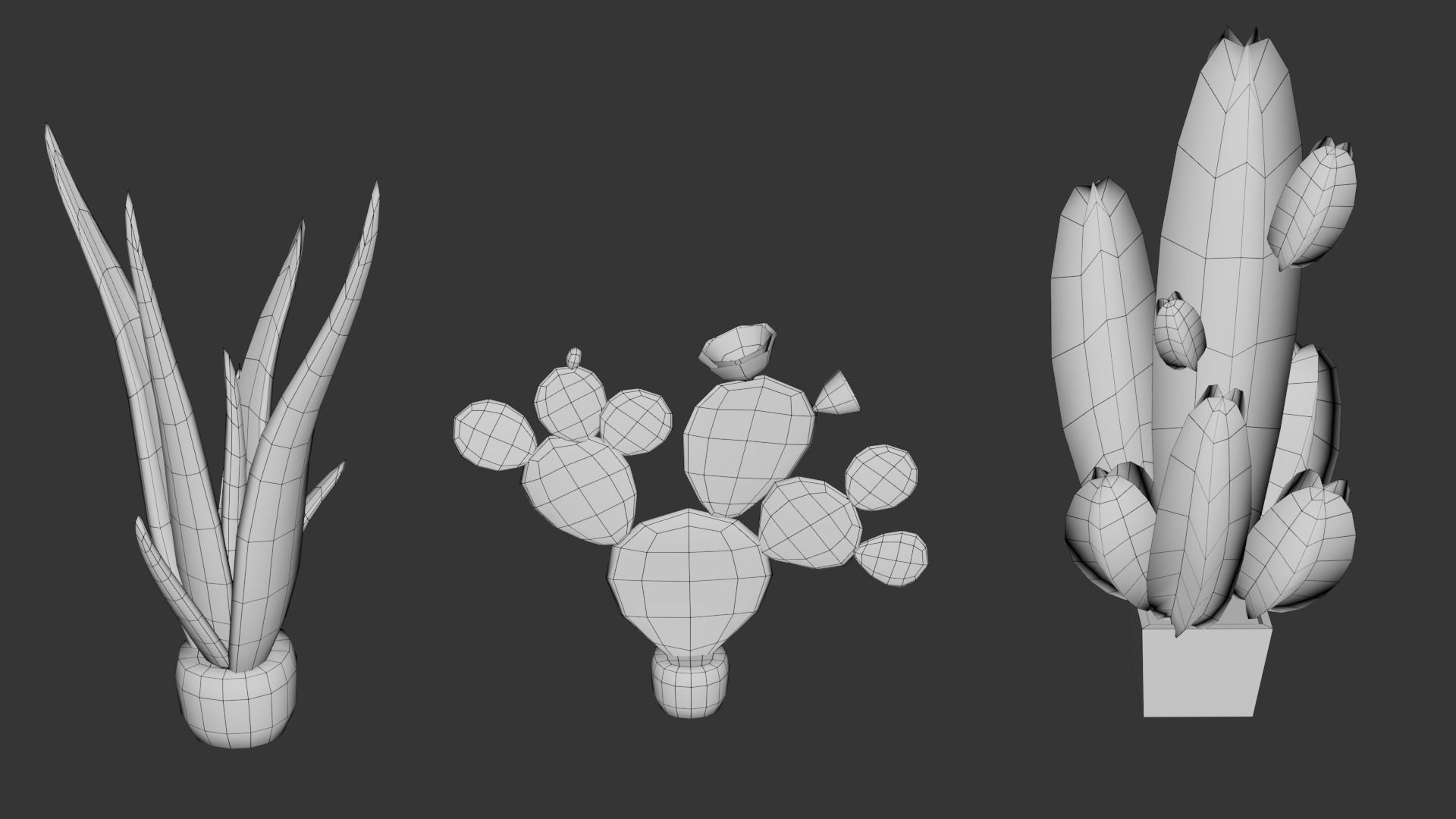 Low Poly Stylized Pot Plants Pack 3D model_10