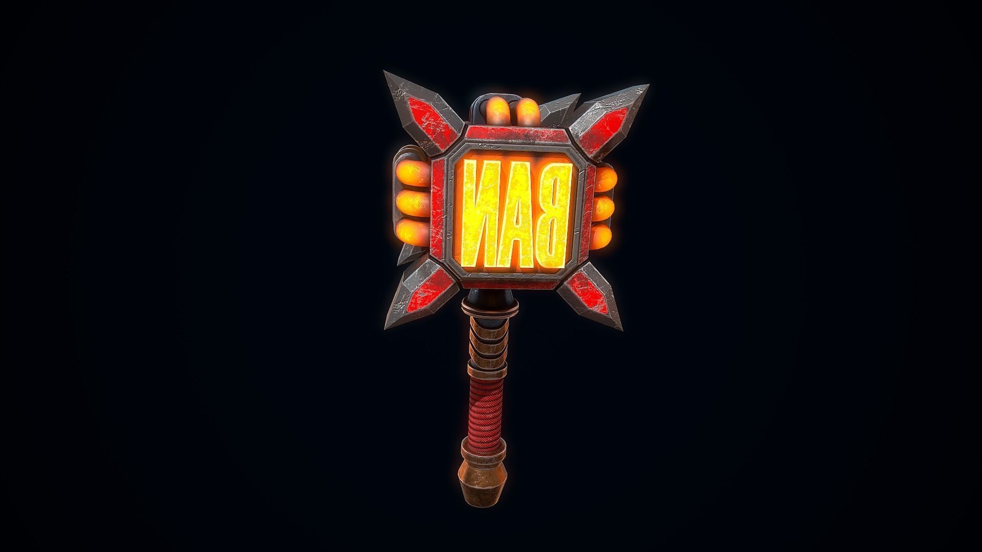 The ultimate BAN hammer Low-poly 3D model_7