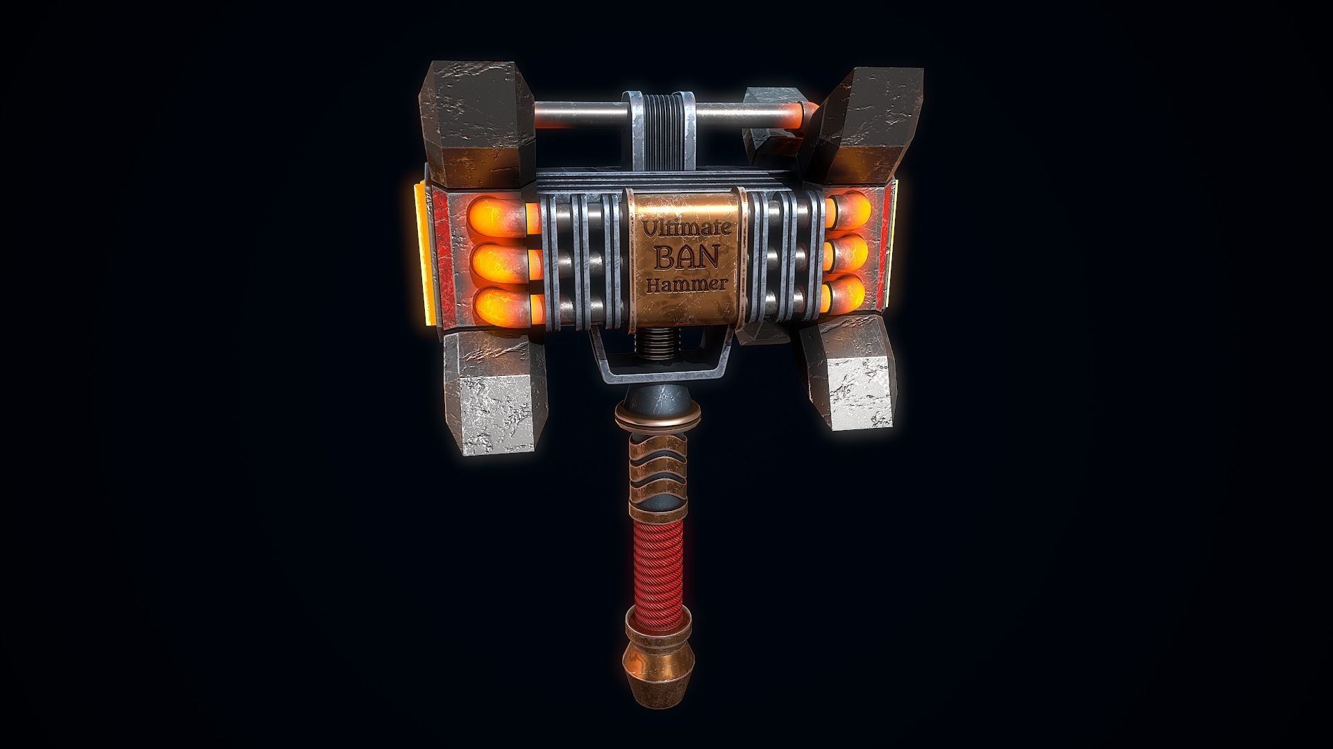 The ultimate BAN hammer Low-poly 3D model_9