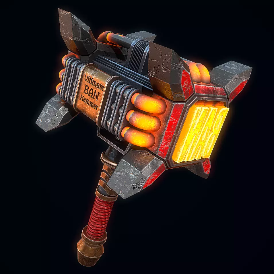 The ultimate BAN hammer Low-poly 3D model_0