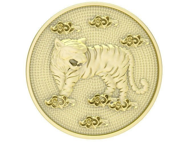 gold tiger coins 3325 3D print model