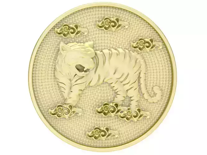 gold tiger coins 3325 3D print model