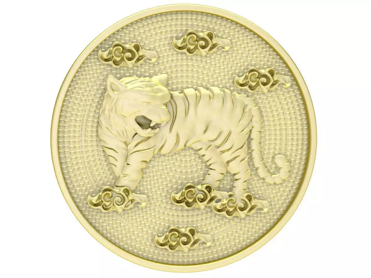 Luxury Tiger Zodiac 3D Coin Pendant 3325 3D print model